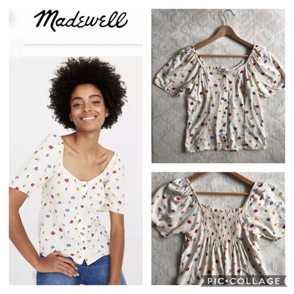 Madewell Tops - 🌸Seamed Button down floral shirt🌼